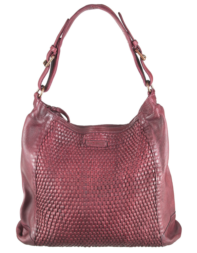 Gevlochten Washed Leather Schoudertas Hobo Bag Burgundy Barneys