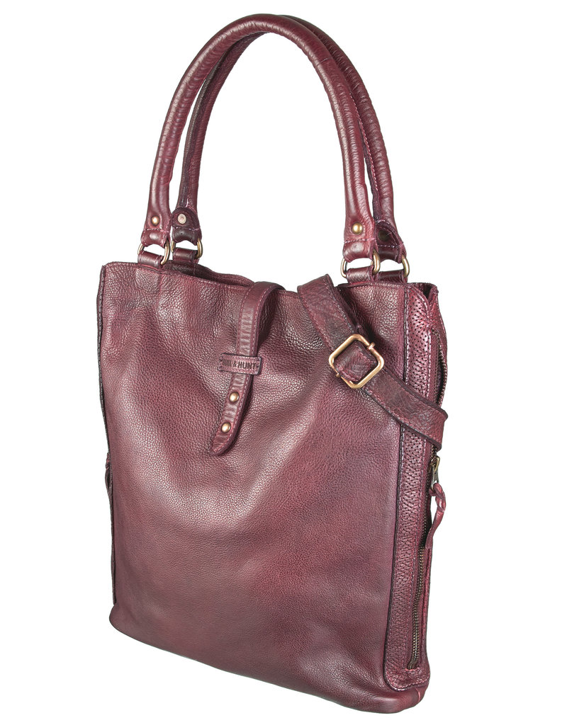 Bull & Hunt Weiches Leder Shopper Umhängetasche Burgundy