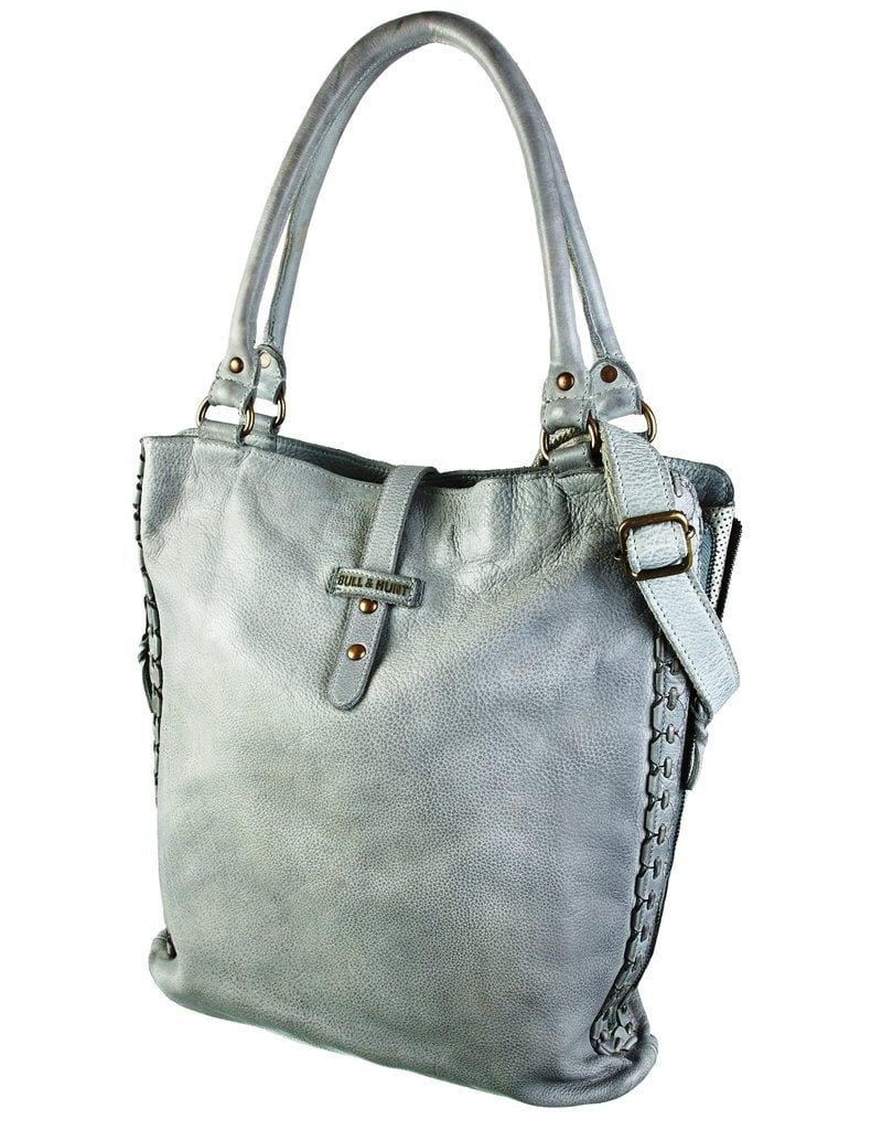 Bull & Hunt Zacht Leren Shopper Schoudertas Washed Leather Grijs