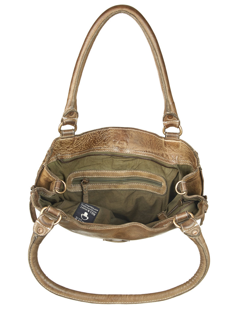 Bull & Hunt Zacht Leren Shopper Schoudertas Washed Leather Groen