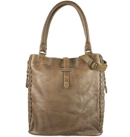 Bull & Hunt Zacht Leren Shopper Schoudertas Washed Leather Groen