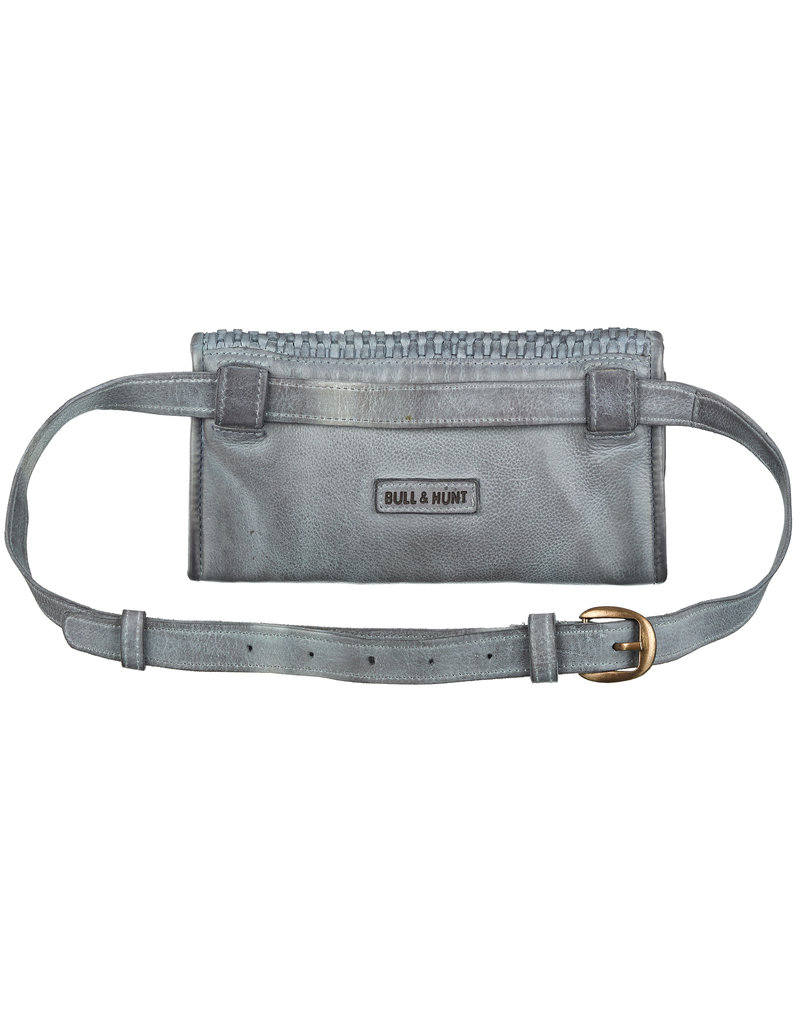 Bull & Hunt Geflochtenes Leder Gürteltasche Umhängetasche Schwarz/Silber - Copy