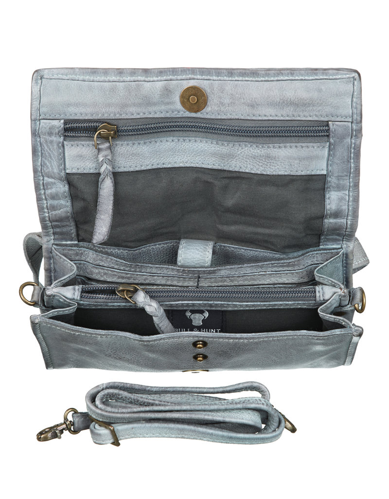 Bull & Hunt Geflochtenes Leder Gürteltasche Umhängetasche Schwarz/Silber - Copy