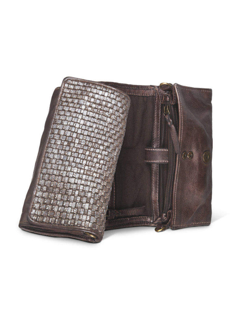 Bull & Hunt Geflochtenes Leder Gürteltasche Umhängetasche Braun/Silber