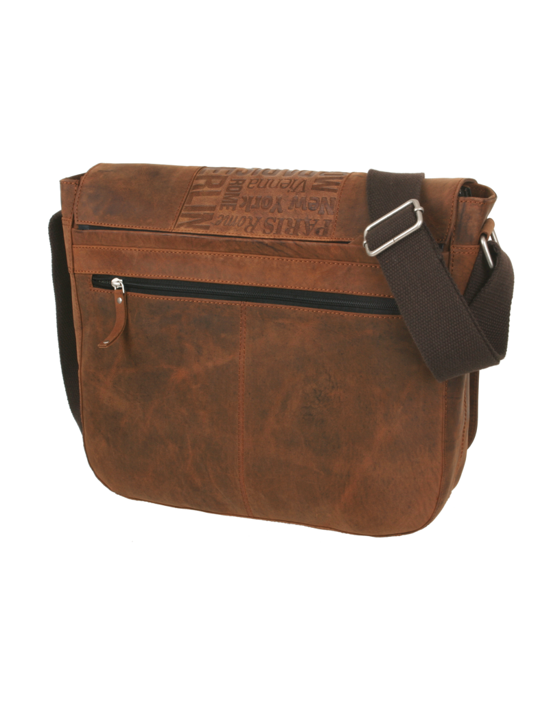 Bull & Hunt Geräumige Leder Herrentasche Damentasche Umhängetasche City Cognac