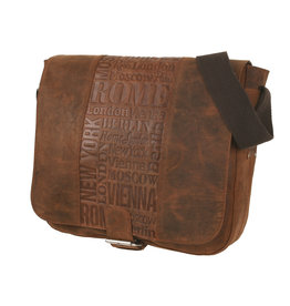 Bull & Hunt Geräumige Leder Herrentasche Damentasche Umhängetasche City Cognac