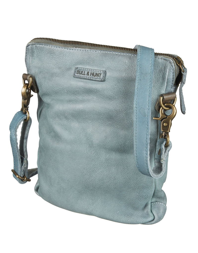 Bull & Hunt Casual Leder Umhängetasche Hellblau