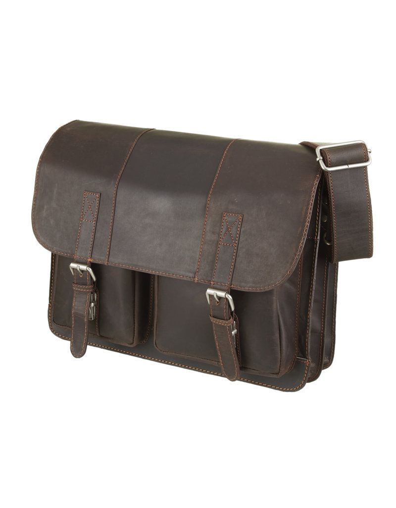 Bull & Hunt Ruime Leren Werktas Messenger Bag Hunter Bruin