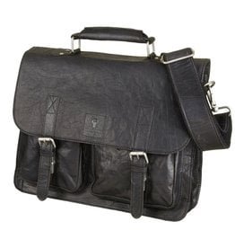 Bull & Hunt Ruime Leren Werktas Messenger Bag Vintage Zwart