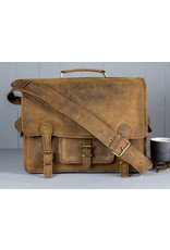 Scaramanga Medium Leder Herrentasche Retro Schultasche Büffelleder