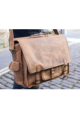 Scaramanga Large Herren Damen Retro Schultasche Hunter Büffelleder