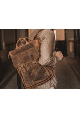 Scaramanga Großer Büffel Lederner Rucksack Vintage