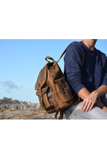 Scaramanga Großer Büffel Lederner Rucksack Retro Vintage