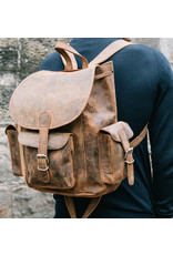 Scaramanga Großer Büffel Lederner Rucksack Retro Vintage