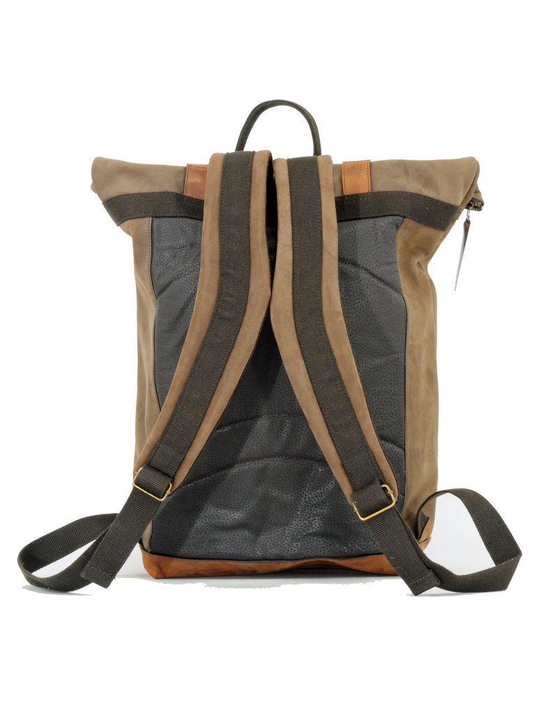 Ruitertassen Handverarbeitete Leder Rolltop Rucksack Braun