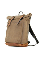 Ruitertassen Handverarbeitete Leder Rolltop Rucksack Braun