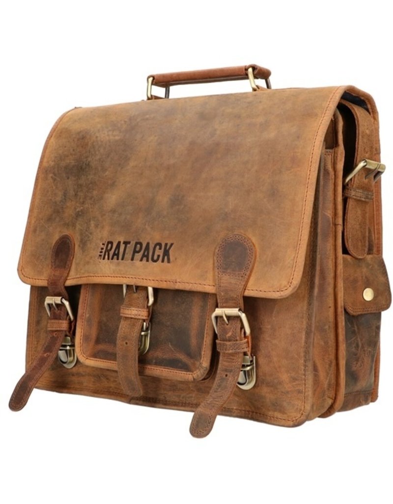 The Rat Pack Small Leren Fietstas Retro Schooltas