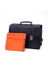 Orange Fire Leder Fahrradtasche Oldschool Arbeitstasche Schwarz 15,6 Inch