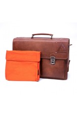 Orange Fire Leder Fahrradtasche Arbeitstasche Cognac 15,6 Inch