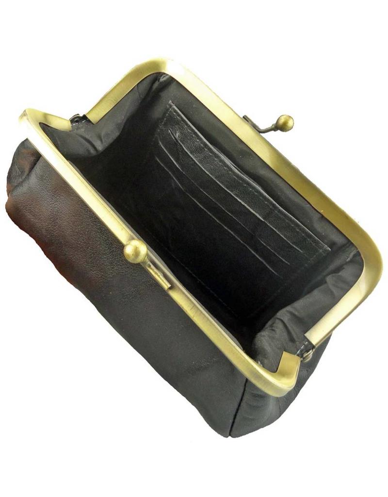 LD Damen Geldbörse mit Bügel Retro Vintage Schwarz