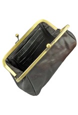 LD Damen Geldbörse mit Bügel Retro Vintage Schwarz