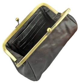 LD Damen Geldbörse mit Bügel Retro Vintage Schwarz