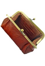LD Damen Geldbörse mit Bügel Retro Vintage Cognac