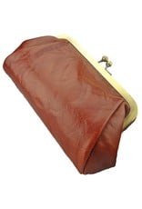 LD Damen Geldbörse mit Bügel Retro Vintage Cognac