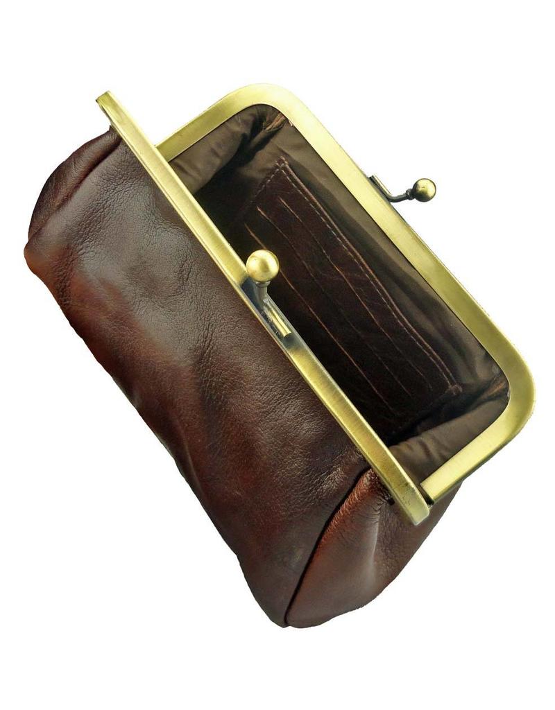 LD Dames Portemonnee Met Knip Retro Vintage Bruin