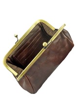 LD Dames Portemonnee Met Knip Retro Vintage Bruin