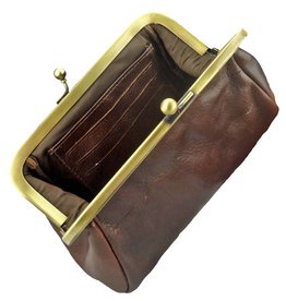 LD Damen Geldbörse mit Bügel Retro Vintage Braun