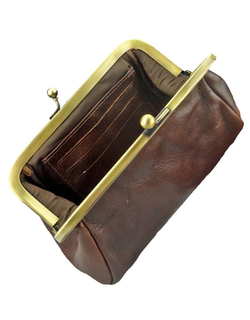 LD Dames Portemonnee Met Knip Retro Vintage Bruin
