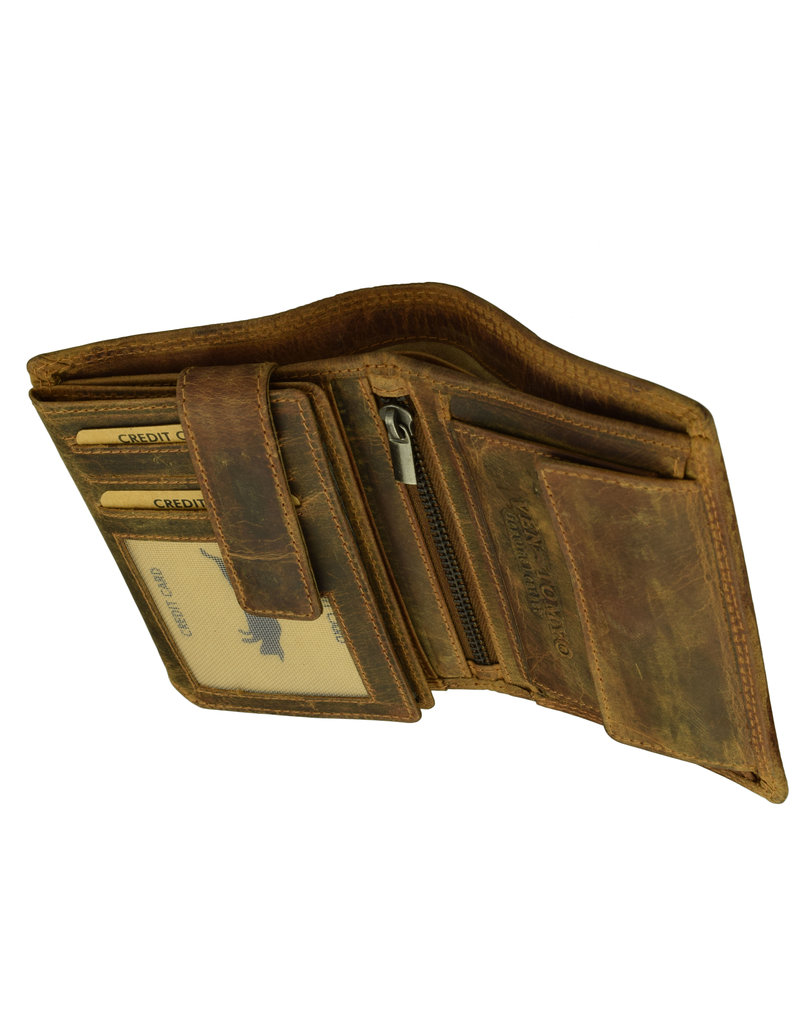 Leren Heren Portemonnee Hoog Model met RFID Bescherming – Personaliseerbaar & Optionele Ketting