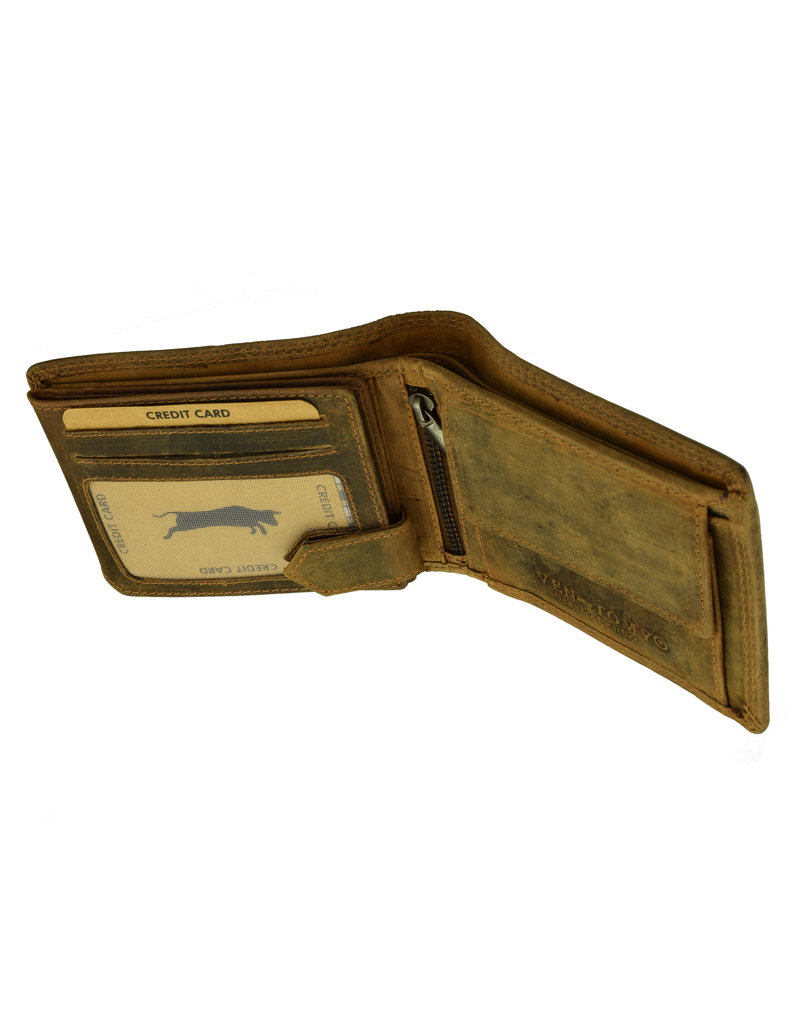 Herren Leder Geldbörse Querformat mit RFID-Schutz – Personalisierbar & Optionale Sicherheitskette