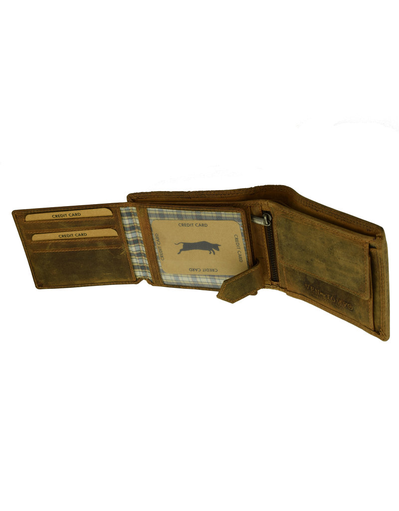 Leren Heren Portemonnee Laag Model met RFID Bescherming – Personaliseerbaar & Optionele Ketting