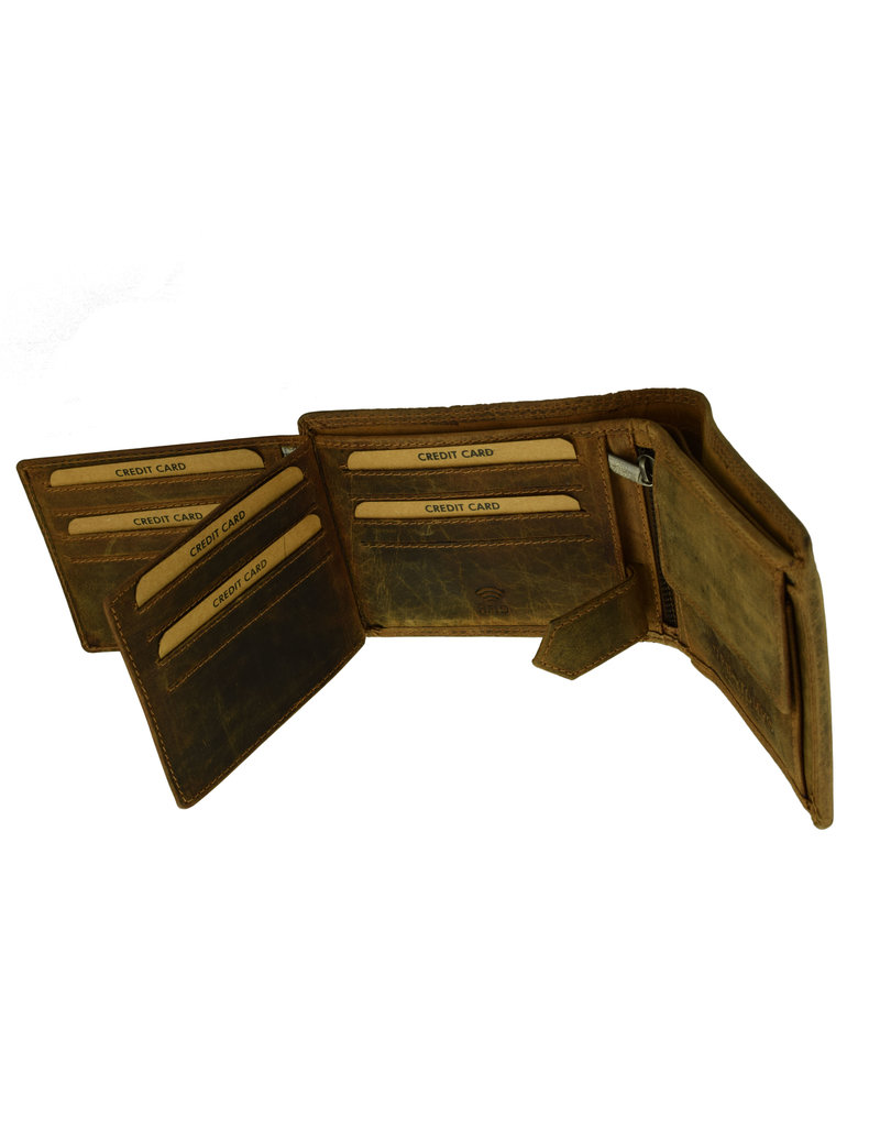 Herren Leder Geldbörse Querformat mit RFID-Schutz – Personalisierbar & Optionale Sicherheitskette