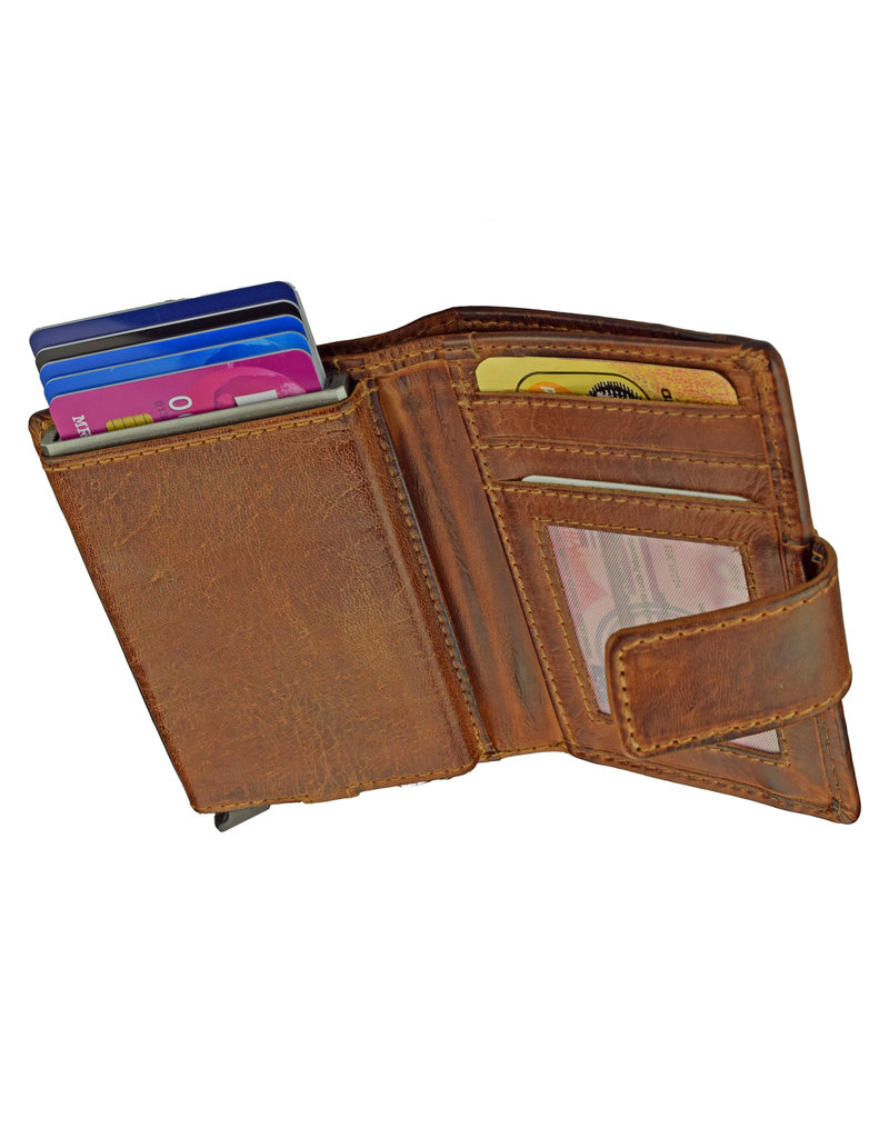 LD Leren Pashouder Portemonnee met Kleingeldvak Laser Engrave