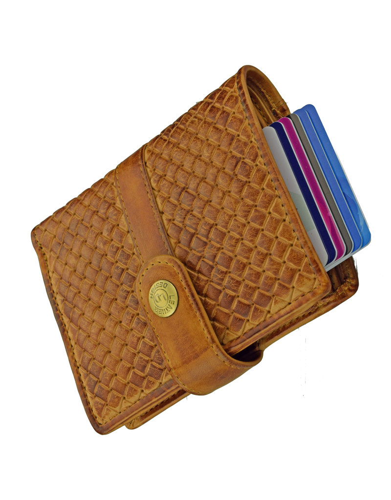 LD Leren Pashouder Portemonnee met Kleingeldvak Embossed