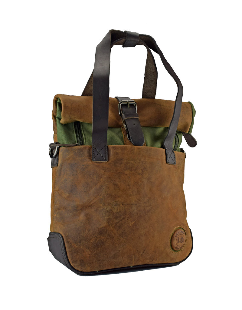 LD Leder Rucksack Rolltop Klein