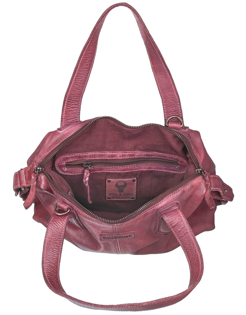 Bull & Hunt Washed Leder Handtasche  Umhängetasche Burgundy