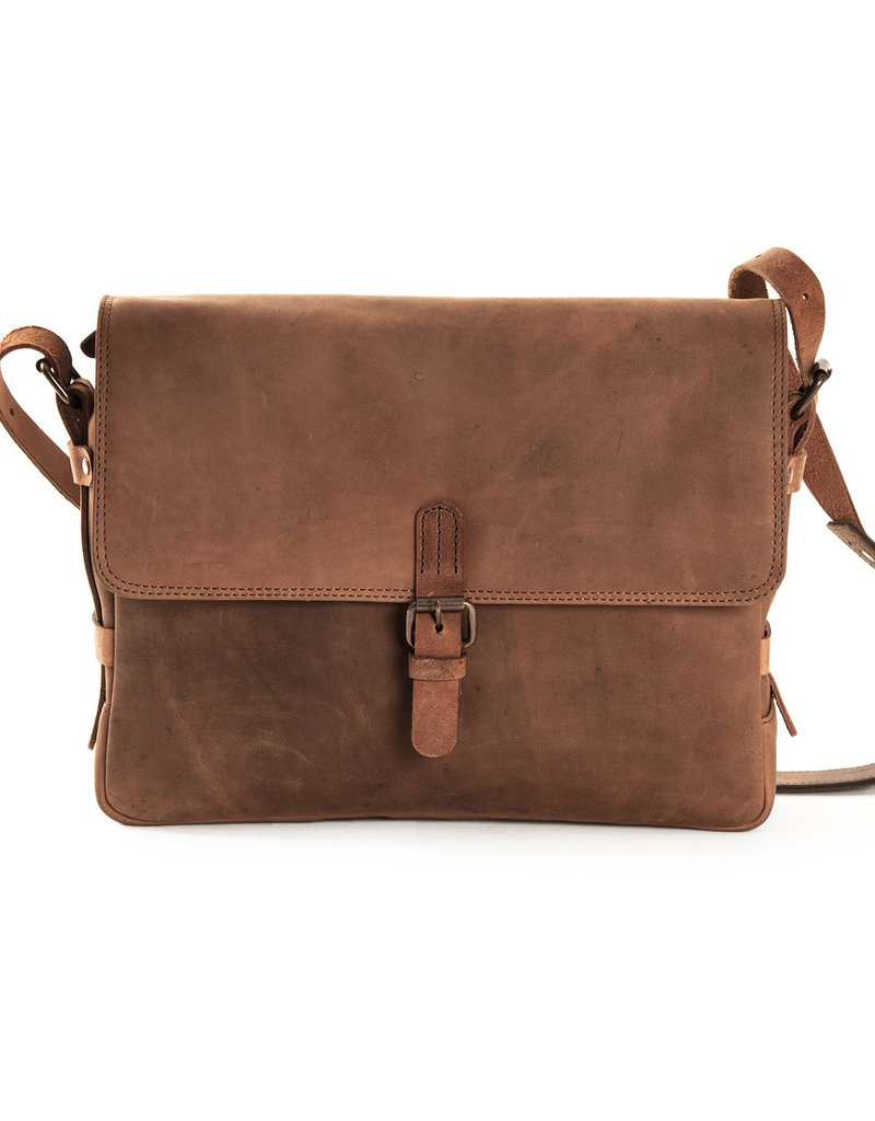 Harold's Leder Schultertasche Messenger Bag mit Schnalle Medium