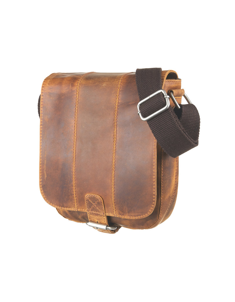 gen shuttle zonnebloem Kleine Leren Herentas Damestas Overslagtas Anker Cognac - Barneys Leather