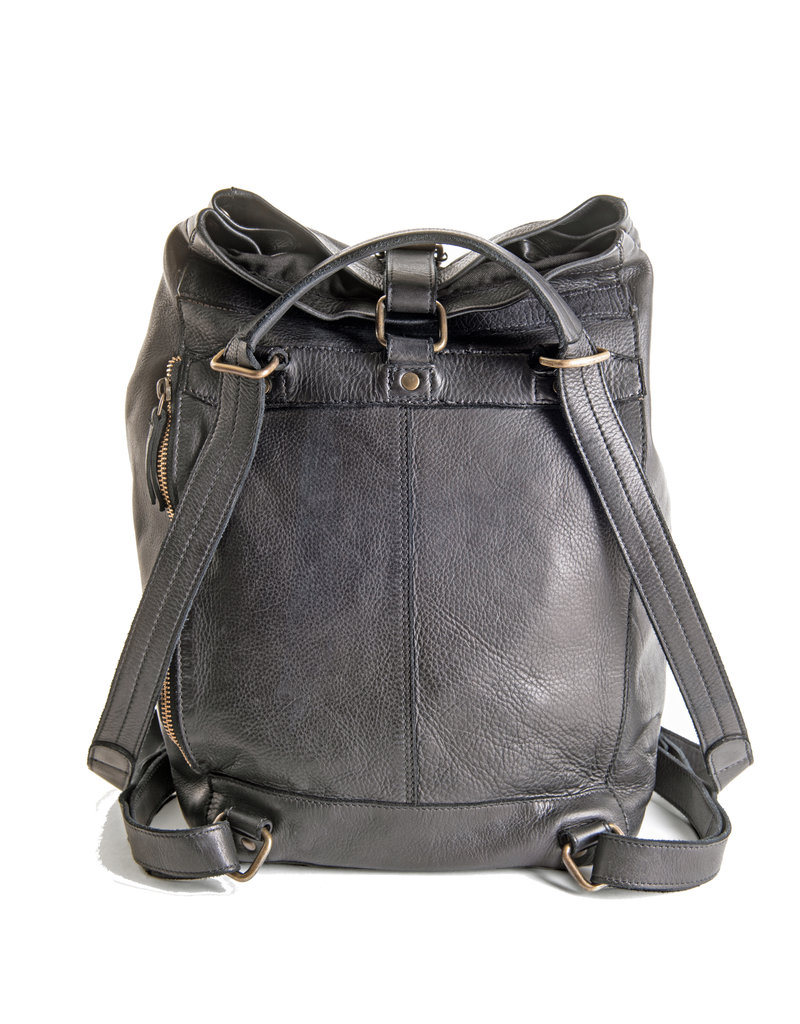 Harold's Leder Rucksack  Umhängetasche Rollover Black Small