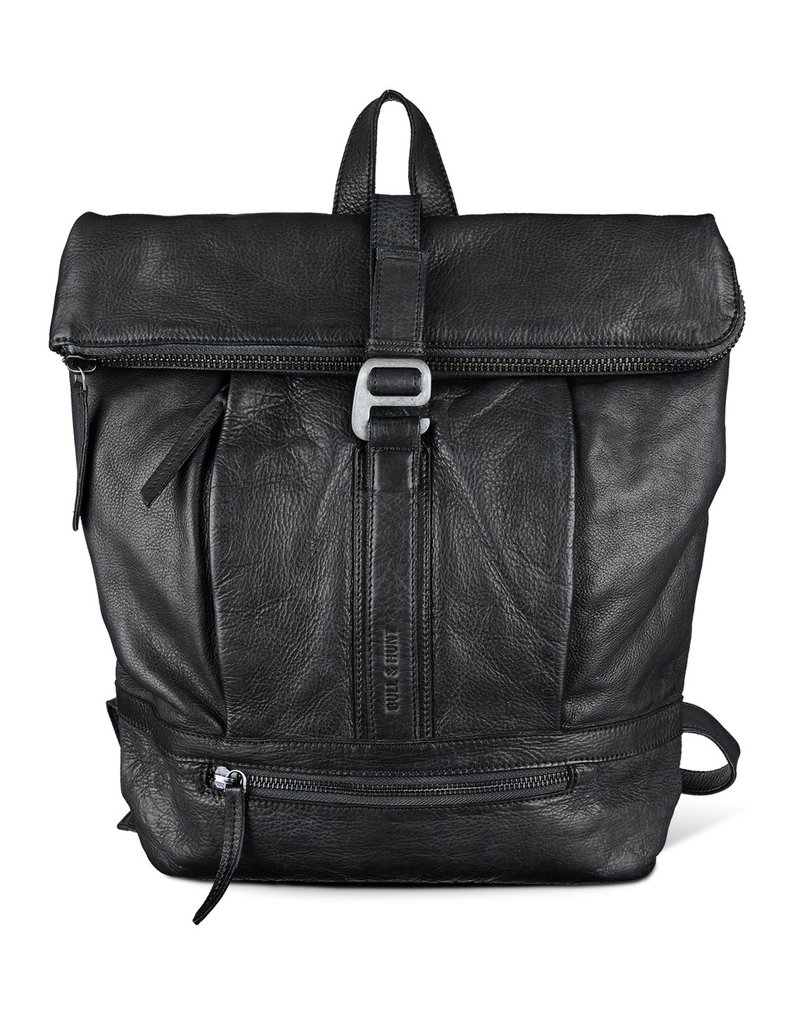 Bull & Hunt Weiches Leder Rücksack Rolltop  Black