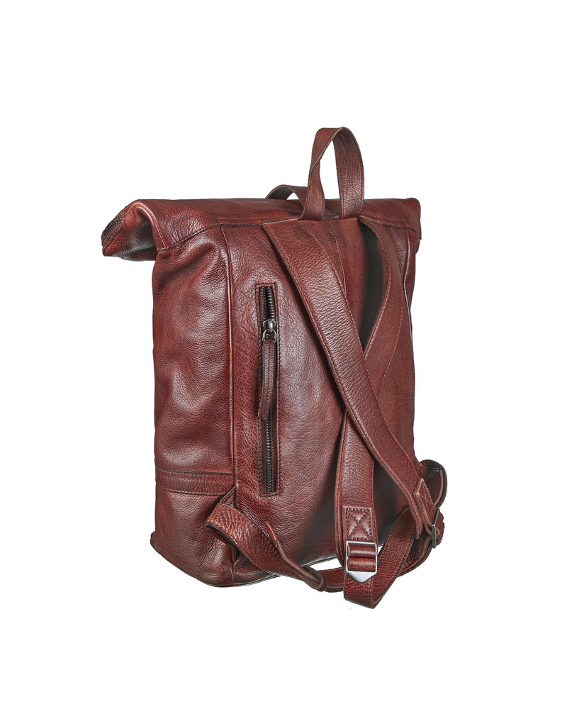 Bull & Hunt Weiches Leder Rücksack Rolltop  Cognac