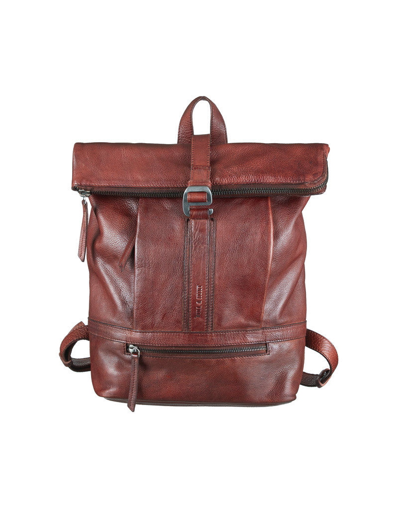 Bull & Hunt Weiches Leder Rücksack Rolltop  Cognac