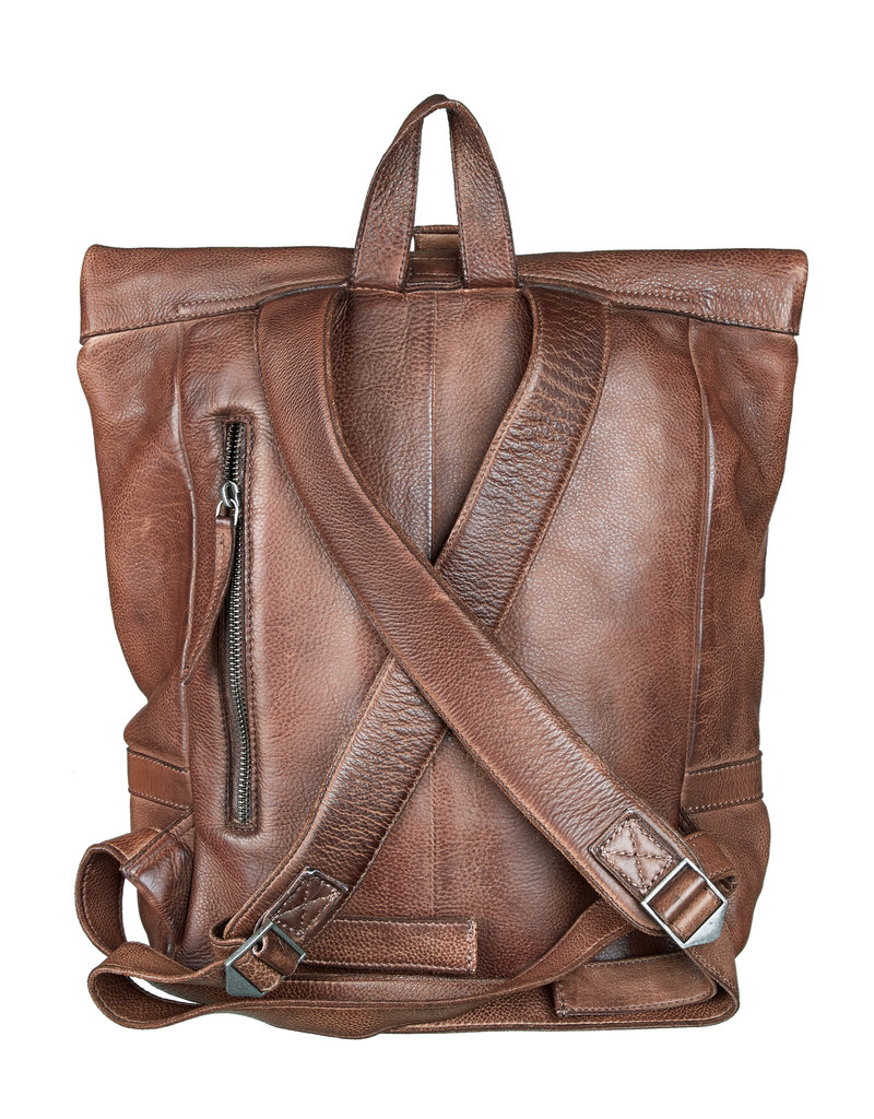 Bull & Hunt Zacht Leren Rugtas Rolltop Taupe