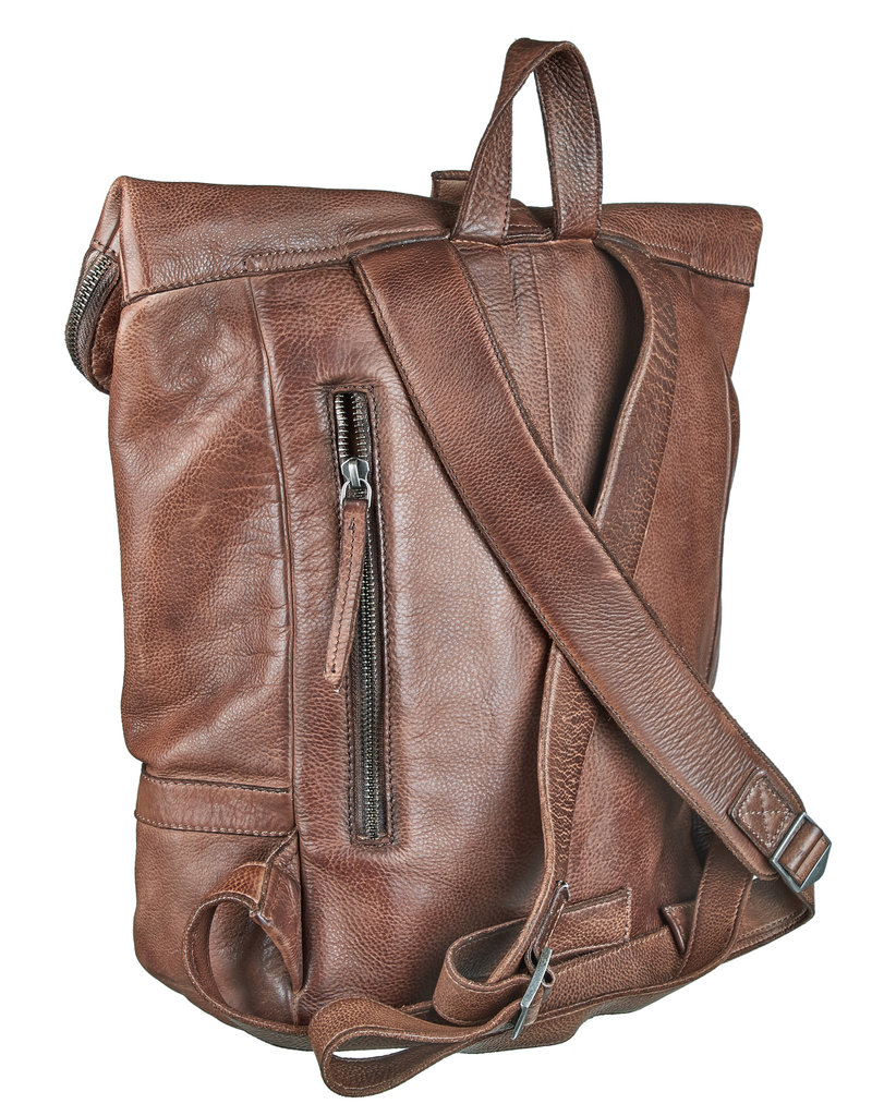 Bull & Hunt Weiches Leder Rücksack Rolltop  Taupe