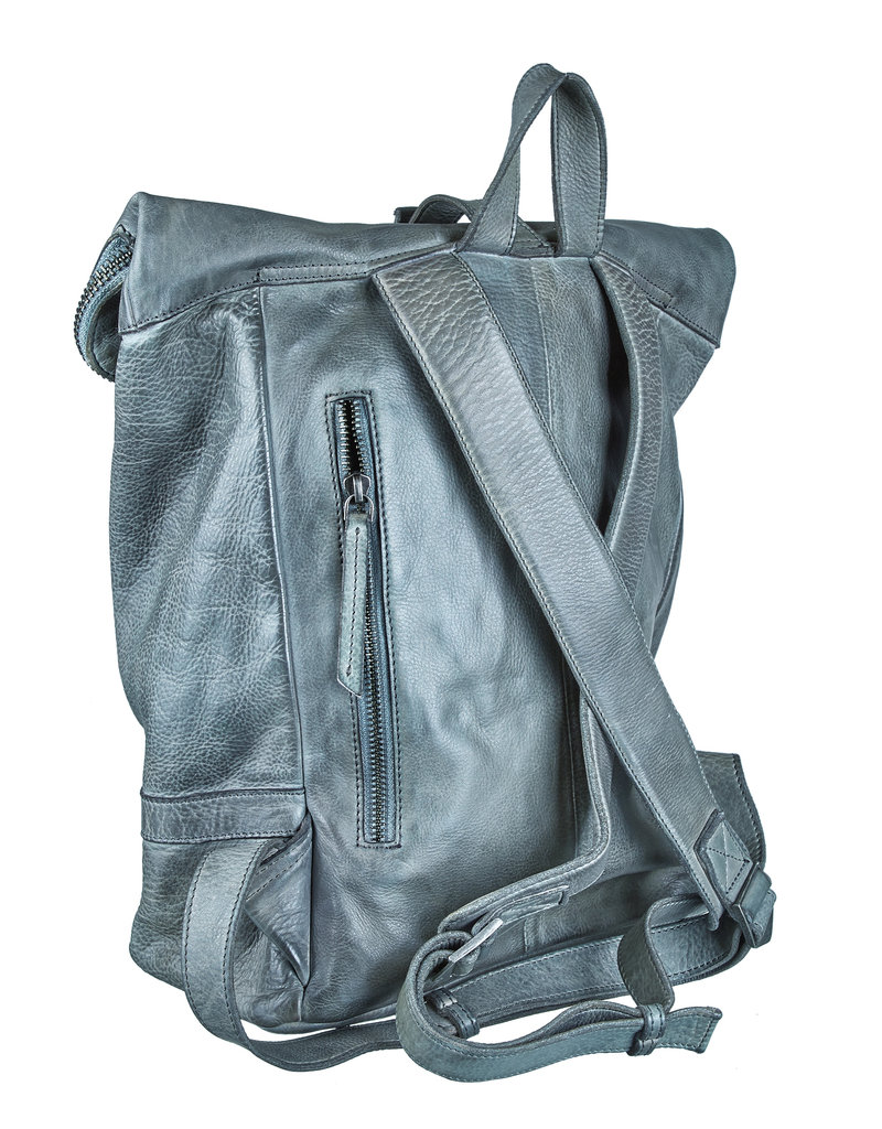 Bull & Hunt Weiches Leder Rücksack Rolltop  Grey