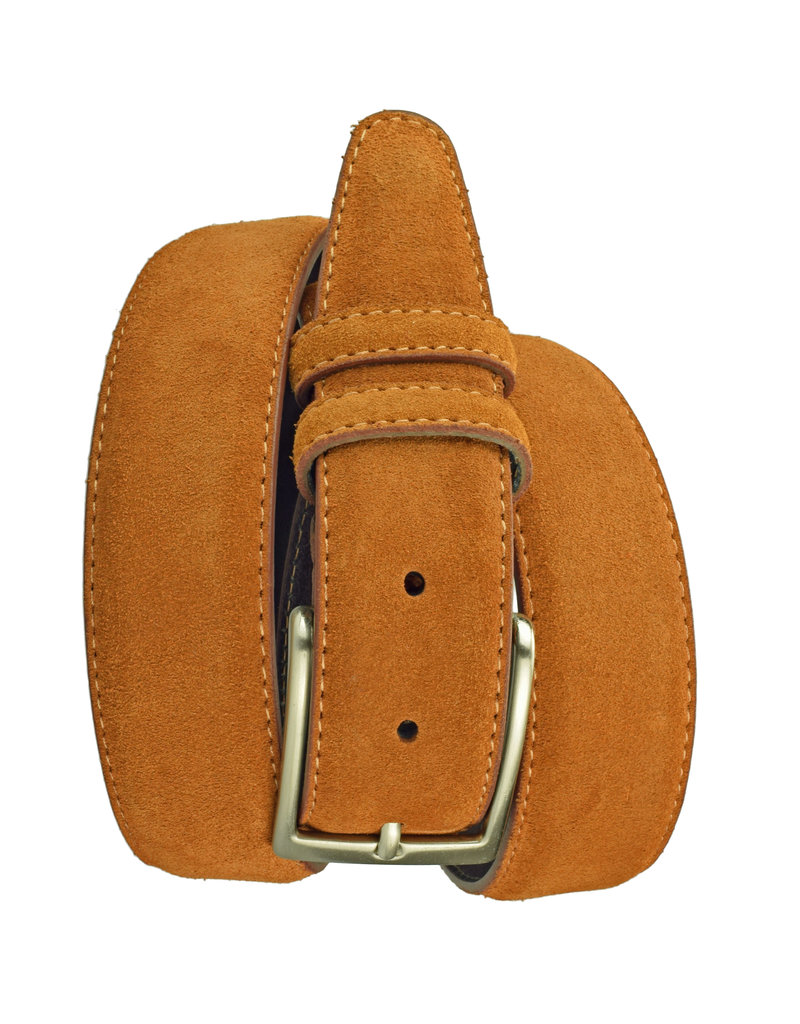 Suede Leren Kostuum Riem Oranjebruin